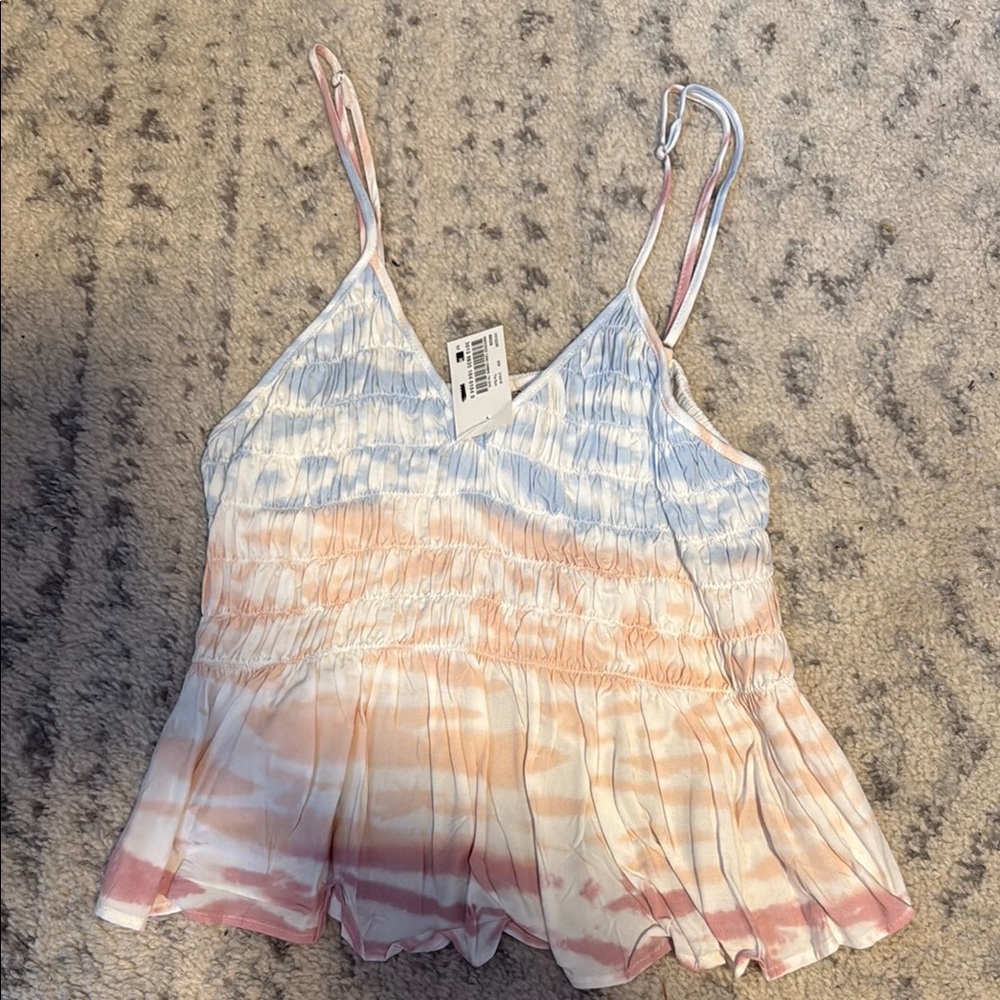 Ron Jon White and Orange Smocked Camisole